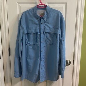 L.L. BEAN Vented Fishing Roll Tab Sleeve Pinny Mesh Lined Blue Men’s Size XL